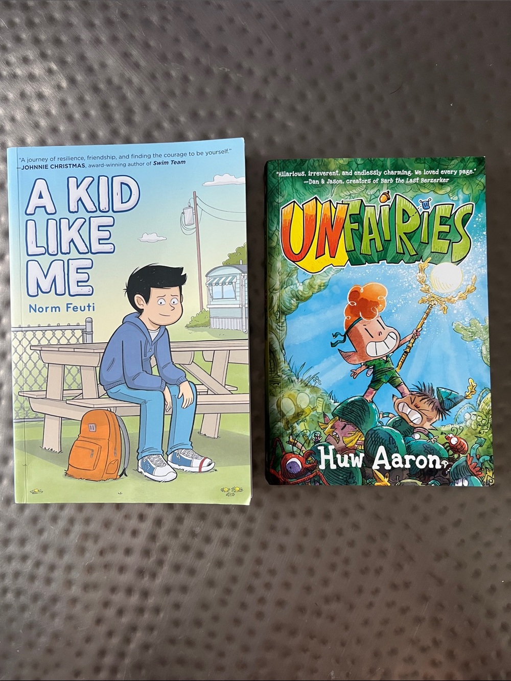 Graphic Novel Set- A Kid like Me by Norm Feuti and Unfairies by Huw Aaron